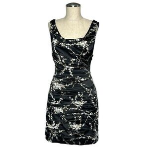 Express Ruched Satin Floral Print Bodycon Dress Size 0